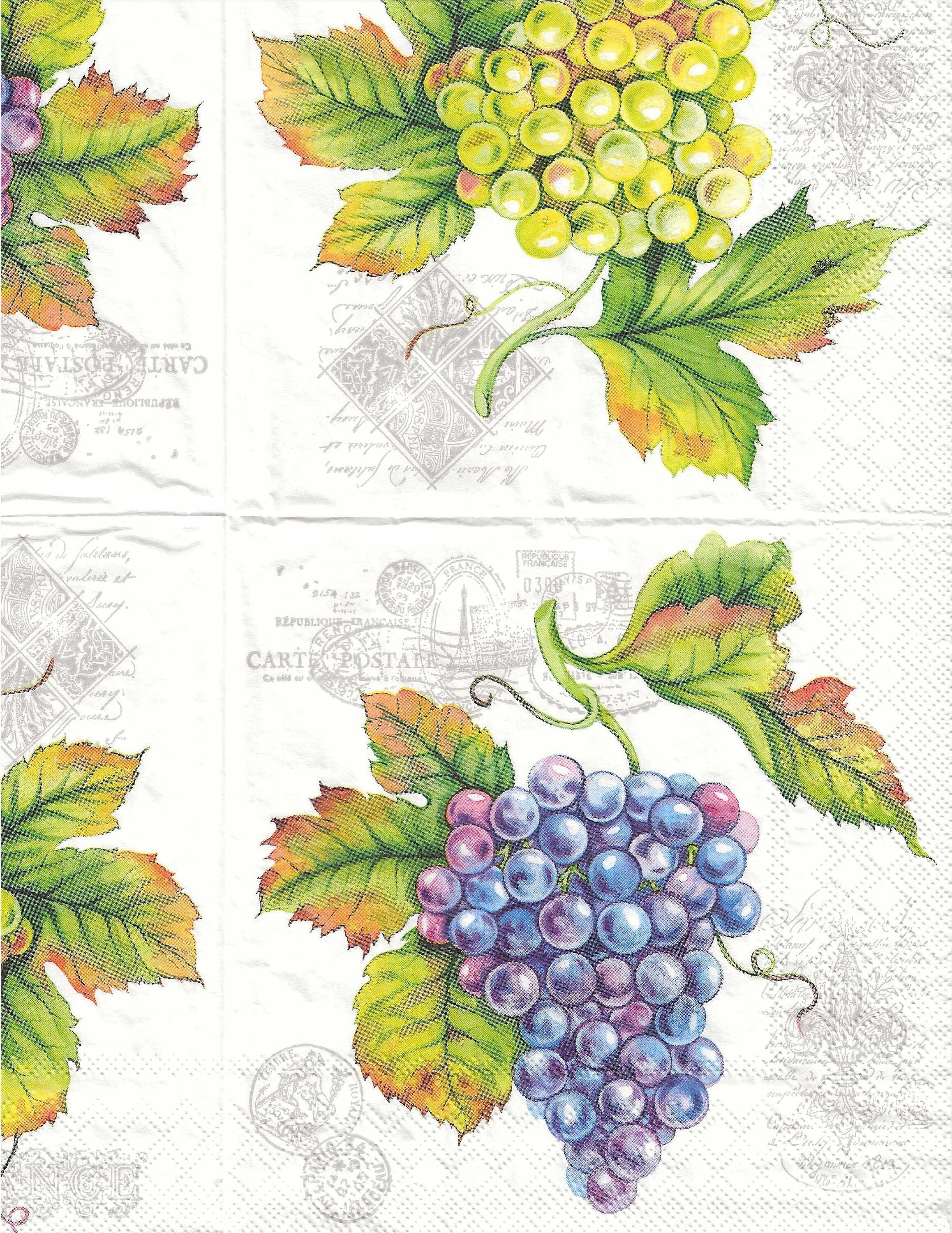 2 6 1/2 X 6 1/2 Grapes Decoupage Napkins Etsy