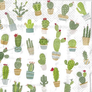 2- 5&quot;x5&quot;, small cactus, Decoupage Napkins, Paper Napkins for decoupage, Decoupage for beginners, Art decor