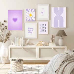 Luxe Purple Wall Art Set of 6: Pastel Purple Gallery Prints, Girly Home Decor, Exhibition-Ready Posters, Digital Download, Purple Aesthetic