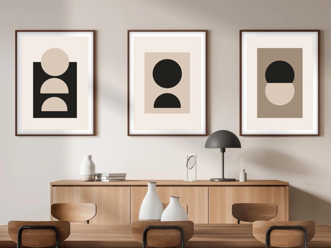 Contemporary Modern Geometry Art Prints Set of 3 Abstract Etsy