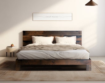 Rampart Bed - Quick Ship - Reclaimed Java Finish - Modern Rustic - Solid Wood - Platform Bed Frame & Headboard - Handmade in USA