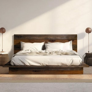 Low Profile Bed Quick Ship Barnwood Reclaimed Aesthetic Reclaimed Brown Mix