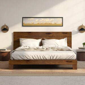 Rampart Bed - Quick Ship - Barnwood Reclaimed Aesthetic - Modern Rustic - Solid Wood - Platform Bed Frame & Headboard - Handmade in USA