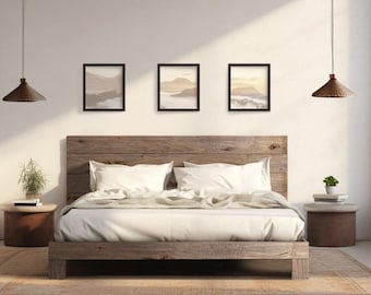 Rampart Bed - Quick Ship - Modern Rustic - Solid Wood - Platform Bed Frame & Headboard - Handmade in USA