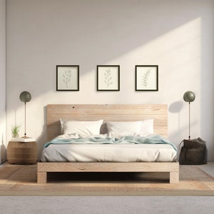 Rampart Bed - Quick Ship - Barnwood Reclaimed Aesthetic - Modern Rustic - Solid Wood - Platform Bed Frame & Headboard - Handmade in USA