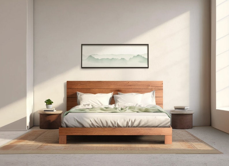 Rampart Bed - Quick Ship - Barnwood Reclaimed Aesthetic - Modern Rustic - Solid Wood - Platform Bed Frame & Headboard - Handmade in USA