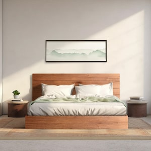 The River Bed - Quick Ship - Barnwood Reclaimed Aesthetic - Modern Rustic - Solid Wood - Platform Bed Frame & Headboard - Handmade in USA