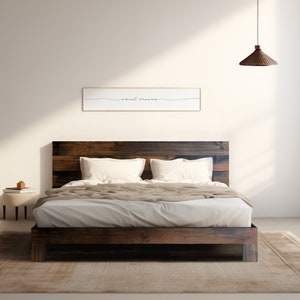 Rampart Bed Quick Ship Barnwood Reclaimed Aesthetic Modern Rustic Solid Wood Platform Bed Frame & Headboard Handmade in USA Reclaimed Railcar