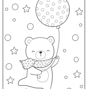 Cute Bear Coloring Pages/pdf File/for Kids/ 21 Pages - Etsy