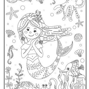 Cute Mermaid Coloring Sheets/40 Pages/Instant Download