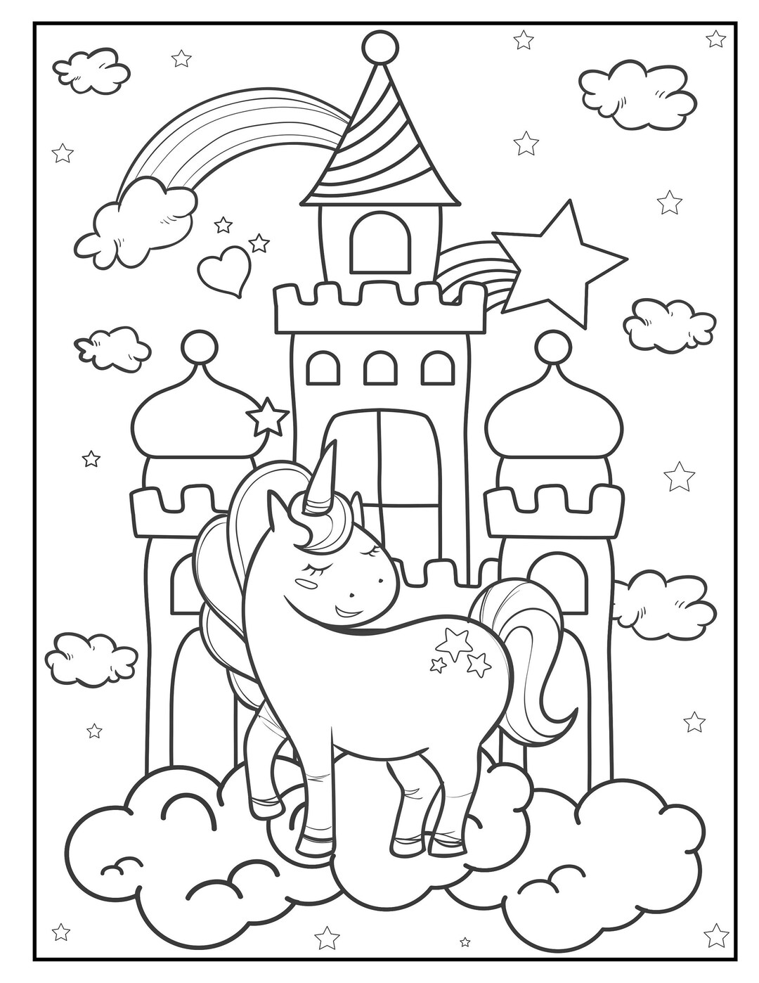 Cute Unicorn Coloring Pages for Kids 40 Pages pdf File Etsy Canada