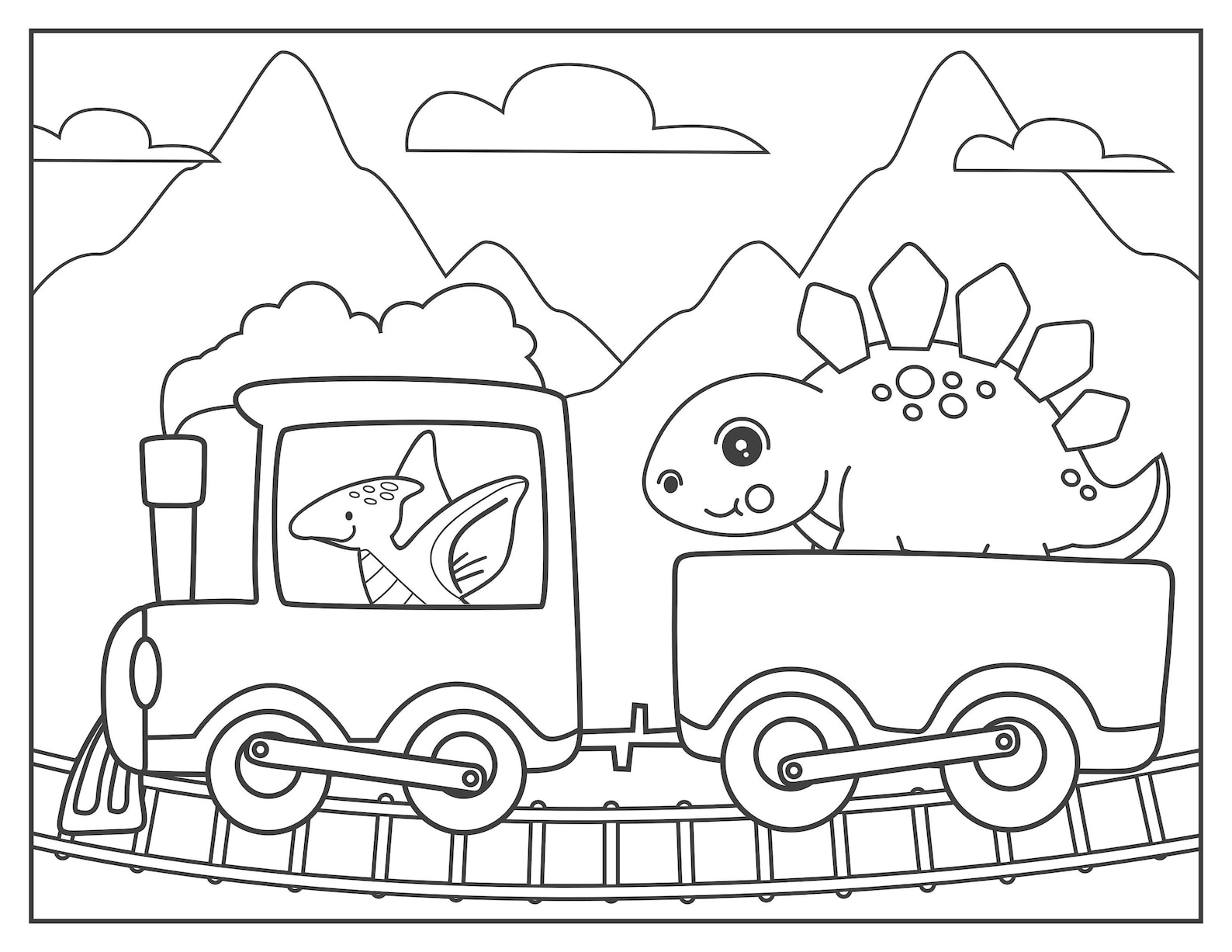 Cute Dinosaur Train Coloring Pages/21 Pages/instant Etsy