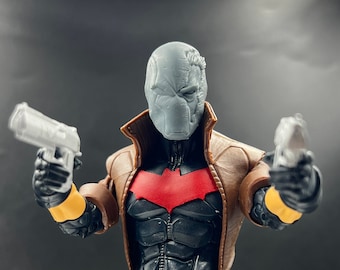 Custom Masked Hood Inspired Head Sculpt,  1/10 & 1/12 scale, Action Figure Accessories, Hood Damaged Mask, 7" Action Figure Head sculpt