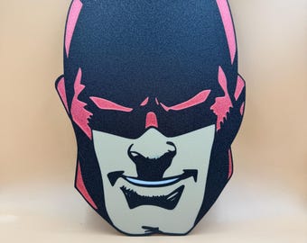 3D Printed Hero Head Wall Art, Comic Inspired Mask Display, Superhero Wall Decor, Geek Room Decor, Collector Gift, 3D Printed Wall Sculpt