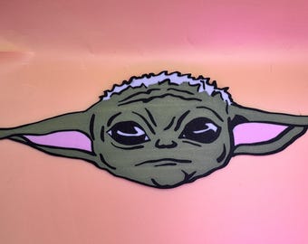 Little Green Child Hero Head Wall Art, 3D Printed Comic Mask Wall Decor, Velcro Mount, Geek Room Gift