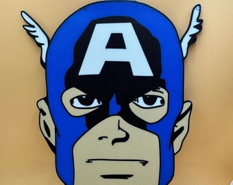 States Soldier Hero Head Wall Art, 3D Printed Comic Mask Wall Decor, Velcro Mount, Geek Room Gift