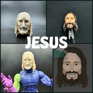 Custom Action Figure Head Sculpt of You, Custom Figure Head From Your Photo, 3D Modeled Resin Print, 1/12 1/10 1/6 Scale image 3
