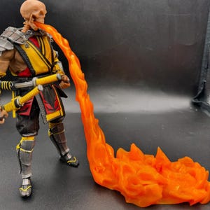 Custom 3D-Printed Shooting Flames Accessory  1/12 and 1/10 Scale Fire Effect Action Figure Display Prop for Dioramas & Toy Photography