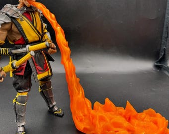 Custom 3D-Printed Shooting Flames Accessory  1/12 and 1/10 Scale Fire Effect Action Figure Display Prop for Dioramas & Toy Photography