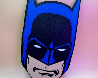 Classic Night Vigilante Hero Head Wall Art, 3D Printed Comic Mask Wall Decor, Velcro Mount, Geek Room Gift