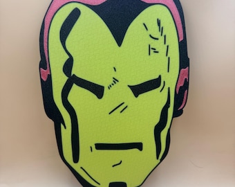 Metal Defender Hero Head Wall Art, 3D Printed Comic Mask Wall Decor, Velcro Mount, Geek Room Gift