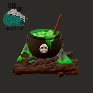 Hexenkessel 3D-Modell Halloween Print STL für die Herbst-Spooky-Saison