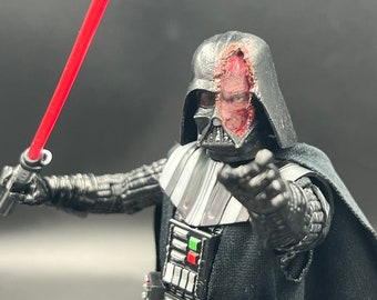 Custom Dark Sith Inspired Head Sculpt, Black Series Scale, Damaged Darth Head Sculpt, 1/12 and 1/10 scale Action Figure Accessories, head