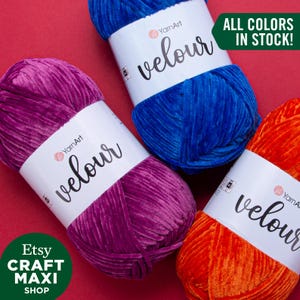 YARNART VELOUR - ベルベット編み糸、ベビー糸、あみぐるみ糸、ベルベットブランケット糸、プラッシュ糸、マイクロポリエステル100%、3.52オンス、185.91ヤード