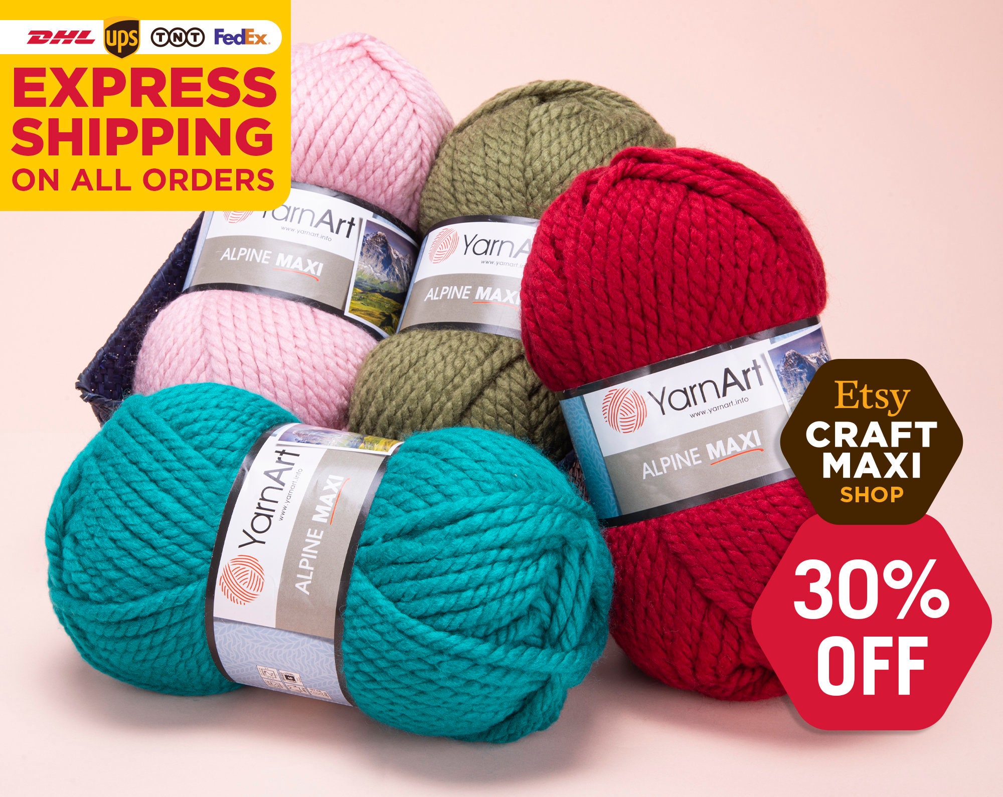 YARNART ALPINE MAXI Knitting Yarn 40% Wool Sweater Yarn - Etsy
