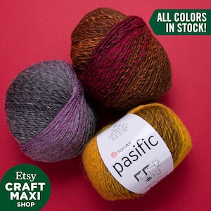 YARNART PACIFIC - Mehrfarbiges Strickgarn, 20% Wolle, Pullover Garn, Sport Garn, Wollgarn, Acrylgarn, Farbverlaufsgarn, 50 g, 218,72 Meter