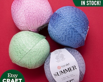 YarnArt Summer: Glittery Shiny Yarn Knitting Crocheting Seasonal Garments 70% Cotton