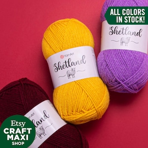 YARNART SHETLAND - 編み物用糸、30%ウール糸、アクリル糸、DK糸、カーディガン用糸、セーター用糸、冬用糸、3.52オンス、240ヤード