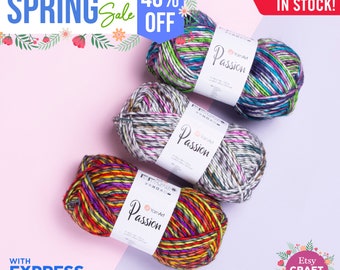 YARNART PASSION - Multicolor Knitting Yarn, Gradient Yarn, Wool Yarn, Acrylic Yarn, Shawl Yarn, Soft Yarn, 20% Wool, 3.52 Oz, 218.72 Yds