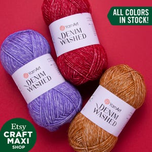 YARNART DENIM WASHED - Melange Knitting Yarn, 70% Cotton, Summer Yarn, Crocheting, Amigurumi Yarn, Organic Baby Yarn, 1.76 Oz, 142.17 Yds
