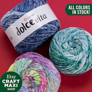 Yarnart Dolce Vita - Multicolor Velvet Garn, Baby Garn, Amigurumi Garn, Decken Garn, Plüschgarn, 100% MicroPolyester, 140 ml, 285 m