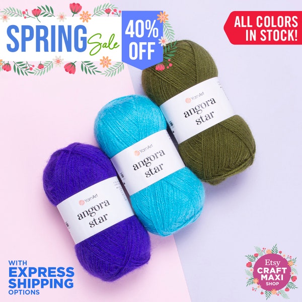 YARNART ANGORA STAR - Knitting Yarn, Wool Yarn, Acrylic Yarn, Shawl Yarn, Fingering Yarn, Soft Fantasy Yarn, 20% Wool, 3.52 Oz, 546.80 Yds
