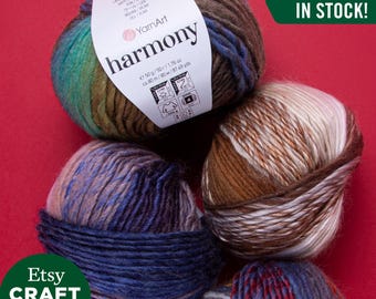 YarnArt Harmony: MultiColor Soft Yarn Knitting Crocheting Winter Garments 60% Wool
