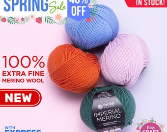 YARNART IMPERIAL MERINO - 100% Extra Fine Merino Wool, Yarnart Unique Merino Wool, Knitting Yarn, Crocheting Yarn, 3.52 Oz, 109.36 Yds