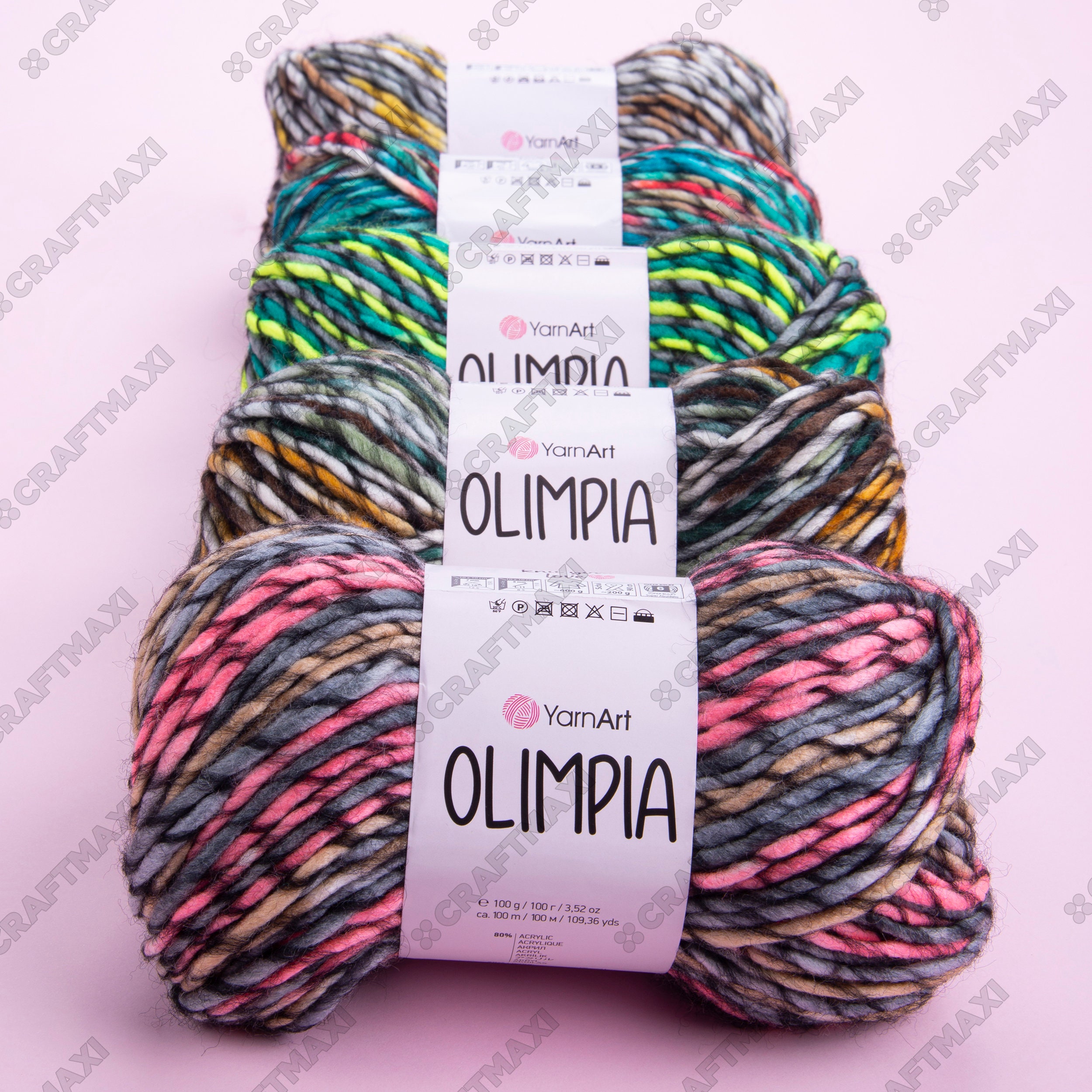 Wool Winter Yarn, Yarnart Olimpia Yarn, 20% Wool Yarn, Multicolor Knitting  Yarn, Super Bulky Yarn, Soft Thick Yarn, Cardigan Yarn, 100g,100m 