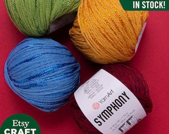 YarnArt Symphony: Sparkly Glittery Accessory Yarn Knitting Crocheting Summer Garments 80% Cotton