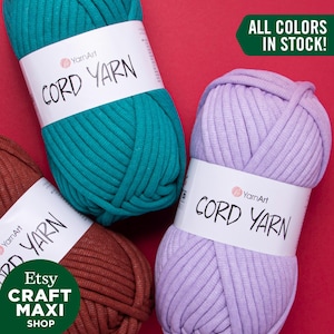 YARNART CORD FILATO - Accessori per la decorazione della casa Cordino per maglieria, cotone, cordoncino per cuscini, filato per cuscini, filato per coperte, filato per tappeti, 8,80 once, 79,83 iarde