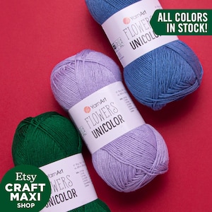 YARNART FLOWERS UNICOLOR - Filato per maglieria, filato estivo, uncinetto, filato per amigurumi, filato per neonati, filato per coperte, 55% cotone, 1,76 oz, 218,72 iarde