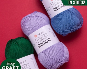 YarnArt Flowers Unicolor: Soft Amigurumi Baby Yarn Knitting Crocheting Summer Garments 55% Cotton