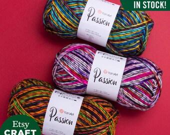 YarnArt Passion: Wool Blend MultiColor Soft Cardigan Sweater Yarn Knitting Crocheting Winter Garments