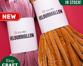 YarnArt Velourmallow: ジャンボノットコード ベルベットアーム編みチューブヤーン ホームデコレーションアクセサリーロープ