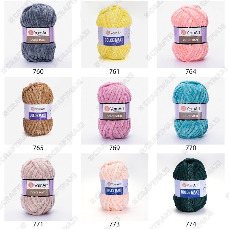 YARNART DOLCE MAXI Velvet Knitting Yarn, Super Bulky, Velvet Yarn, Soft Yarn, Blanket Yarn, Plush Yarn, MicroPolyester, 7.04 Oz, 76.55 Yds image 6