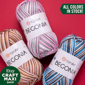 YARNART BEGONIA MELANGE - Multicolor Mercerize Knitting Yarn, 100% Mercerized Cotton, Accessory Yarn, Crocheting Lace Yarn, 1.76 Oz, 185 Yds
