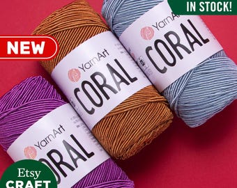 YarnArt Coral: Hilo texturizado satinado para accesorios, macramé, manualidades, crochet, tejido, 50 % algodón