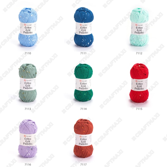 YarnArt Cotton Gold Paillettes Sparkle Yarn – 50g, 140m, 82% Cotton 18% Polyester With Sequins For Knitting - View #12