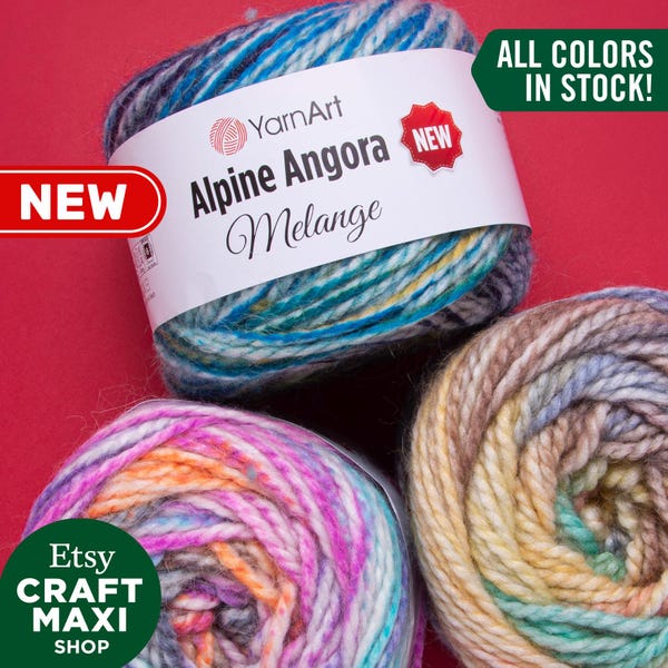 YarnArt Alpine Angora Melange New: Wool Blend Bulky MultiColor Yarn Knitting Crocheting Winter Garments